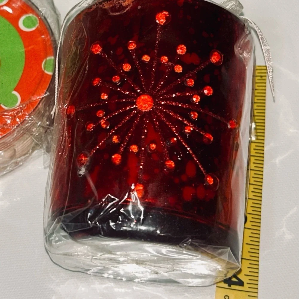 New Red and Green Holiday Coasters and Candles Set Party Decorations NWT